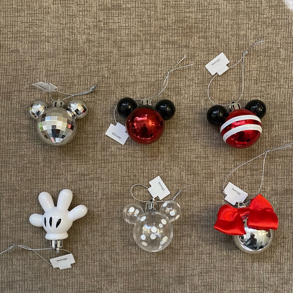 Disney 6-Pack Mickey Mouse Red Mini Christmas Tree Ornaments Set - Primark